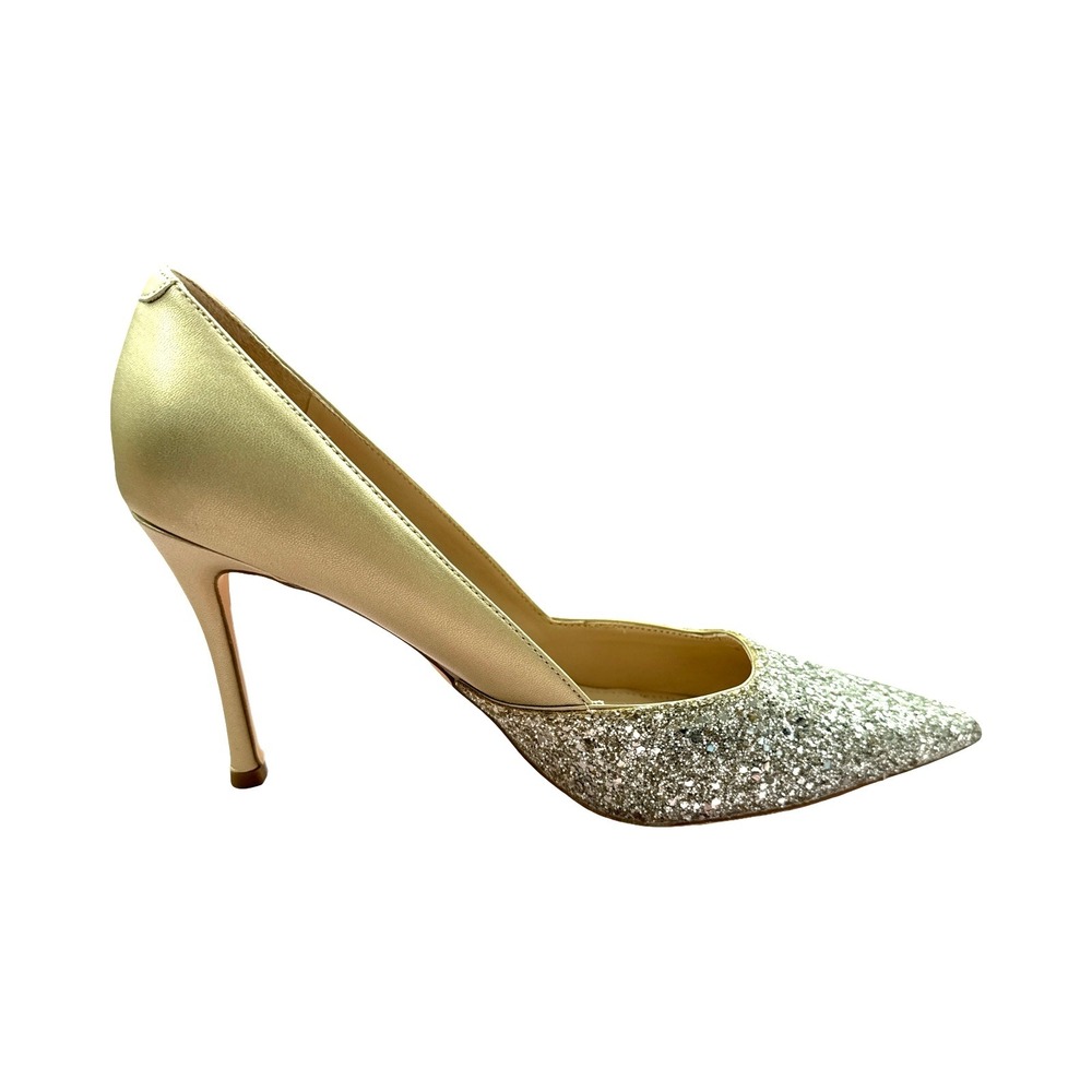 Gold Glitter Pointed Toe Pumps Womens Size 9 Stiletto Evening Party Heels - Picture 5 of 13